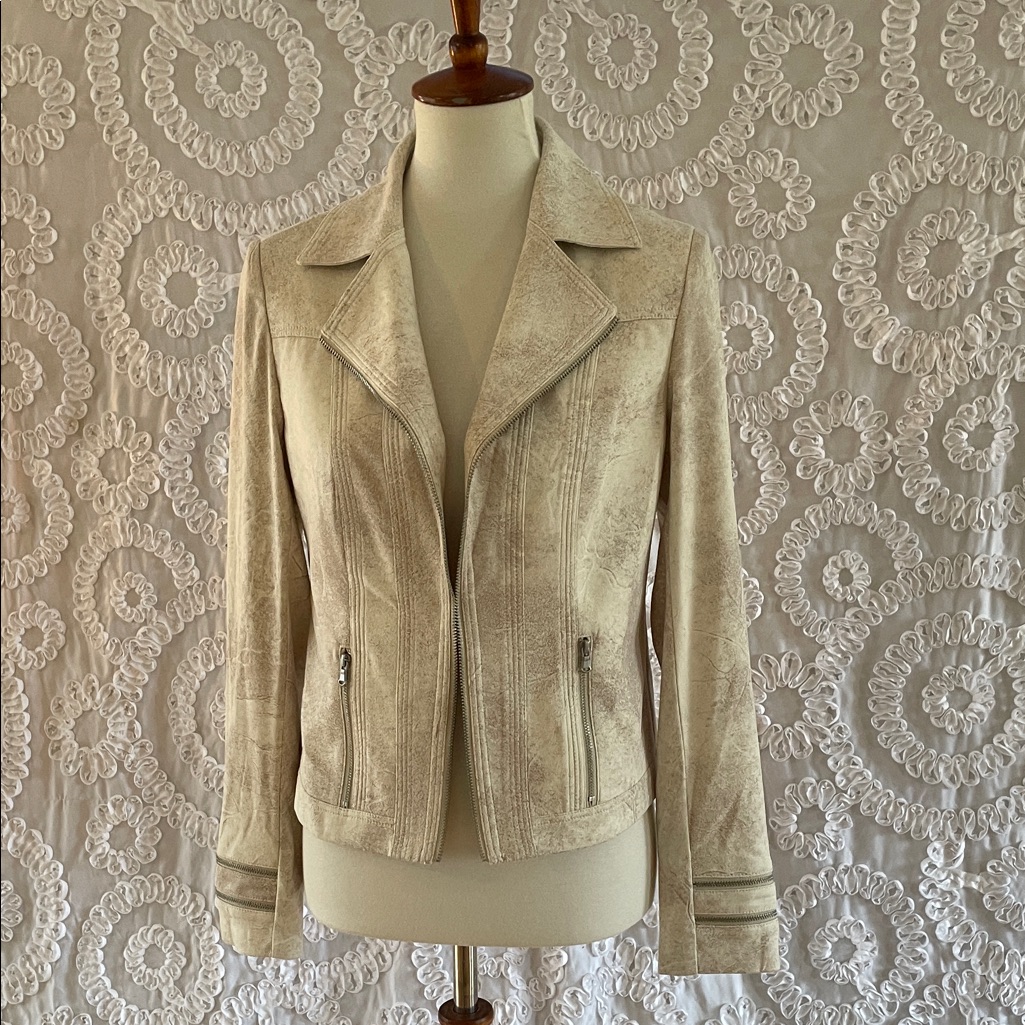 Charlie B Faux Suede Moto Jacket, Zipper Detail, Great Stretch. Look Fab B Comfy